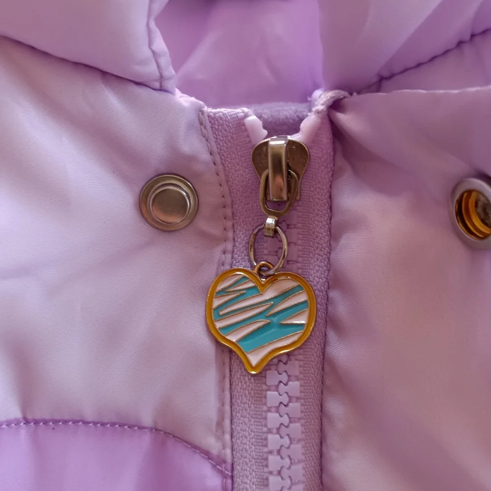 Lola + The Boys Rainbow Pastel Heart Puffer Jacket / Size 8 - Picture 5 of 17